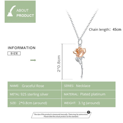 Rose Shape S925 Sterling Silver Necklace with Zirconia Diamond - Elegant Floral Pendant Jewelry