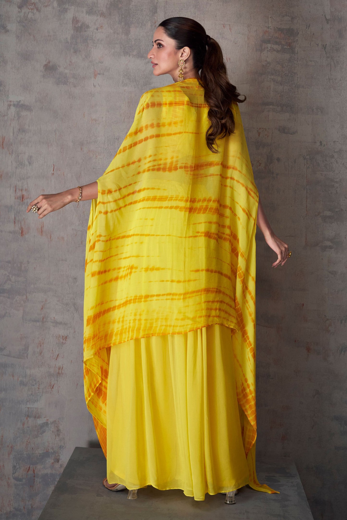 Yellow Georgette Plazo Suit For Indian Festivals & Pakistani Weddings - Embroidery Work
