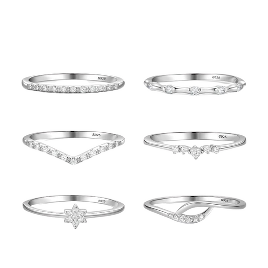 925 Sterling Silver Minimalist Rings - Stackable CZ Rings For Women Fine Jewelry