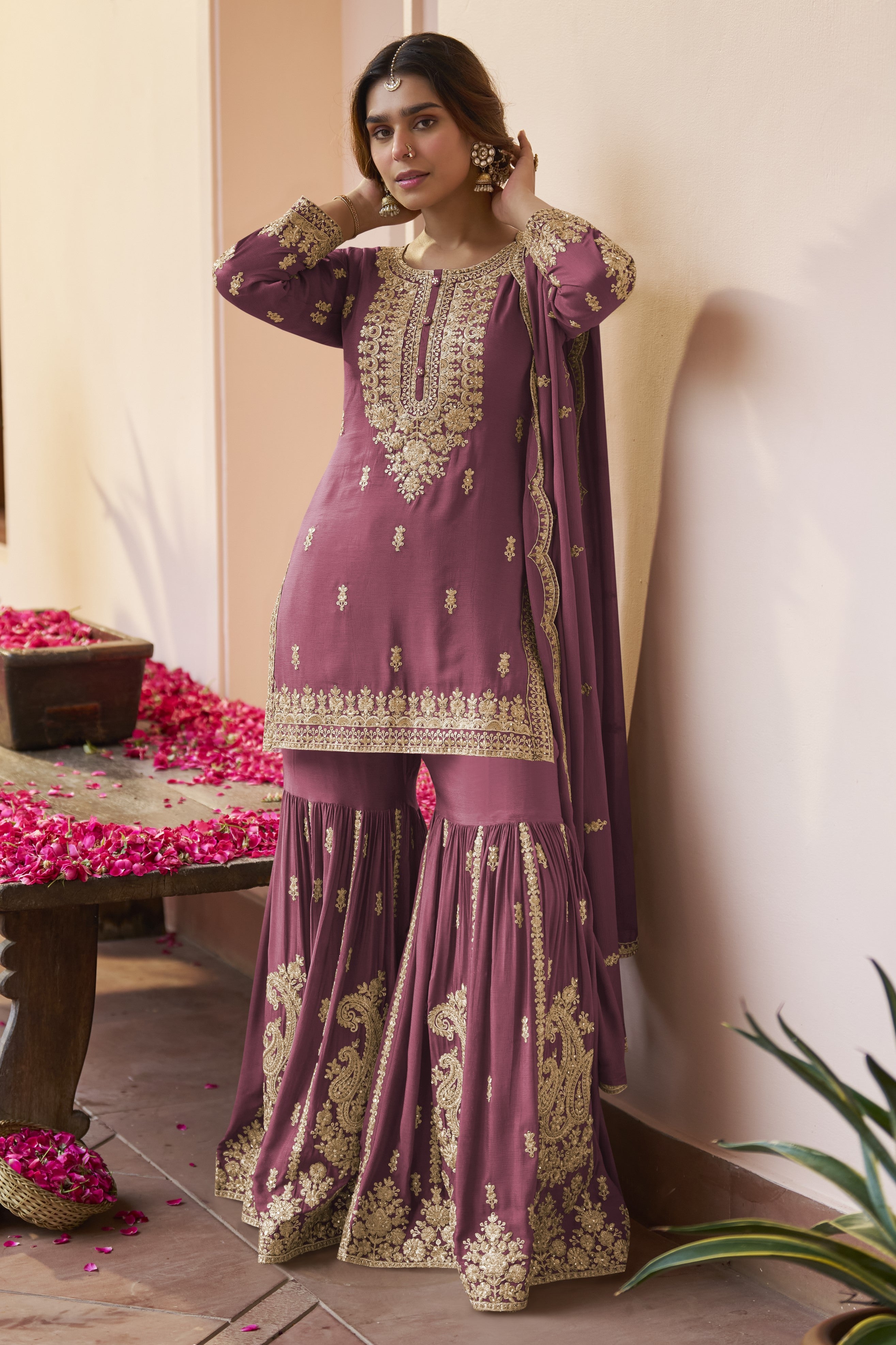 sharara dress Burgundy Pakistani Suits for Wedding in Sequins & Dori Work 38 Color:bloom season_P26 - Primavera estate 26 VEVOR Men's White Button Peach sharara set in