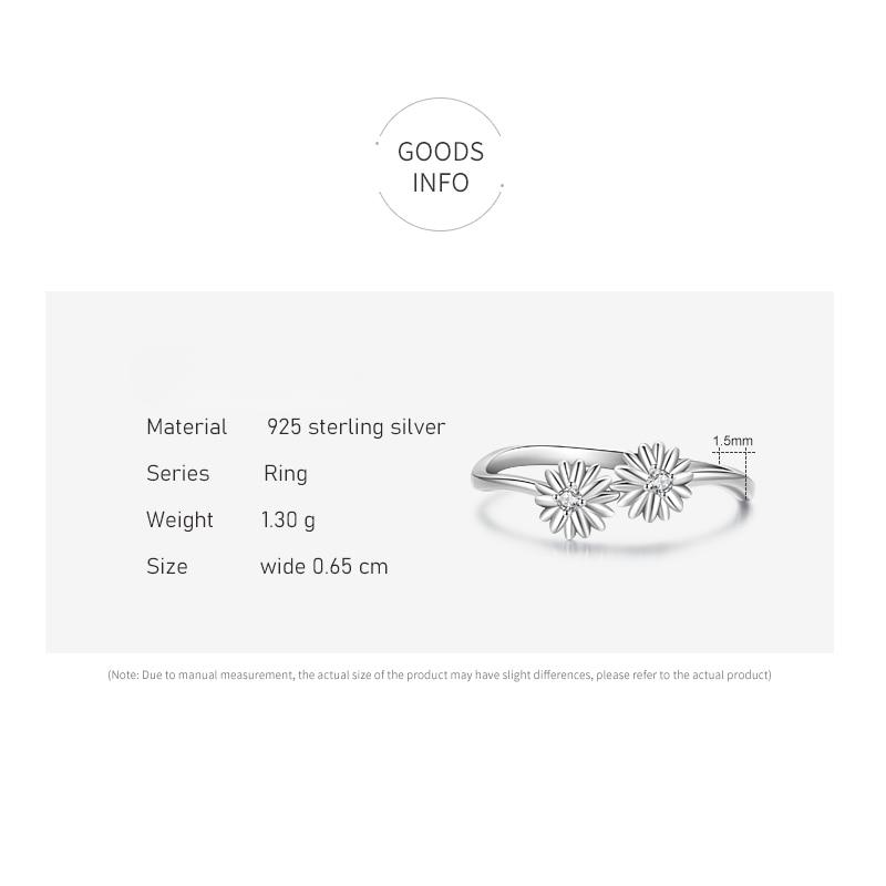 925 Sterling Silver Beautiful Daisy Flower Finger Ring For Women - Simple Design Fine Hypoallergenic Jewelry