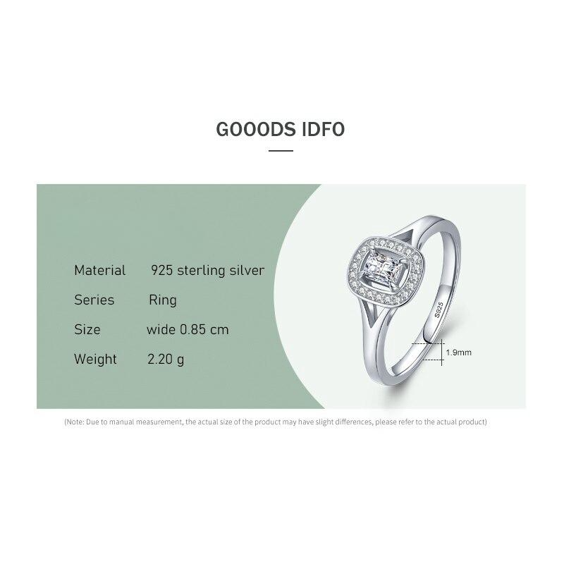 925 Sterling Silver Rectangle Hollow Cubic Zirconia Rings For Women - Romantic Engagement Anniversary Fine Jewelry