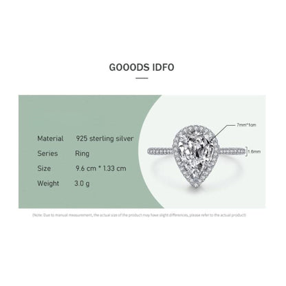 925 Sterling Silver Classic Luxury 3CT Emerald Cut Sparkling Water Drop Shape CZ Rings For Women - Romantic Wedding Jewelry