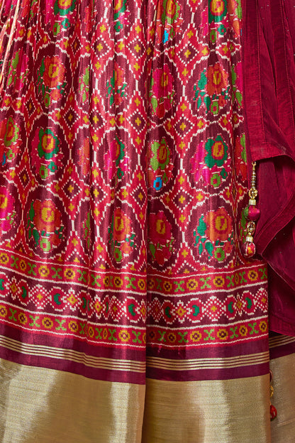 Multicolor Pakistani Silk Lehenga Choli For Indian Festivals & Weddings - Thread Embroidery Work, Mirror Work, Handwork Work