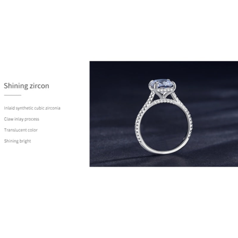 925 Sterling Silver Luxury Sparkling Square Zirconia Finger Rings For Women - Wedding Statement Fine Silver Jewelry