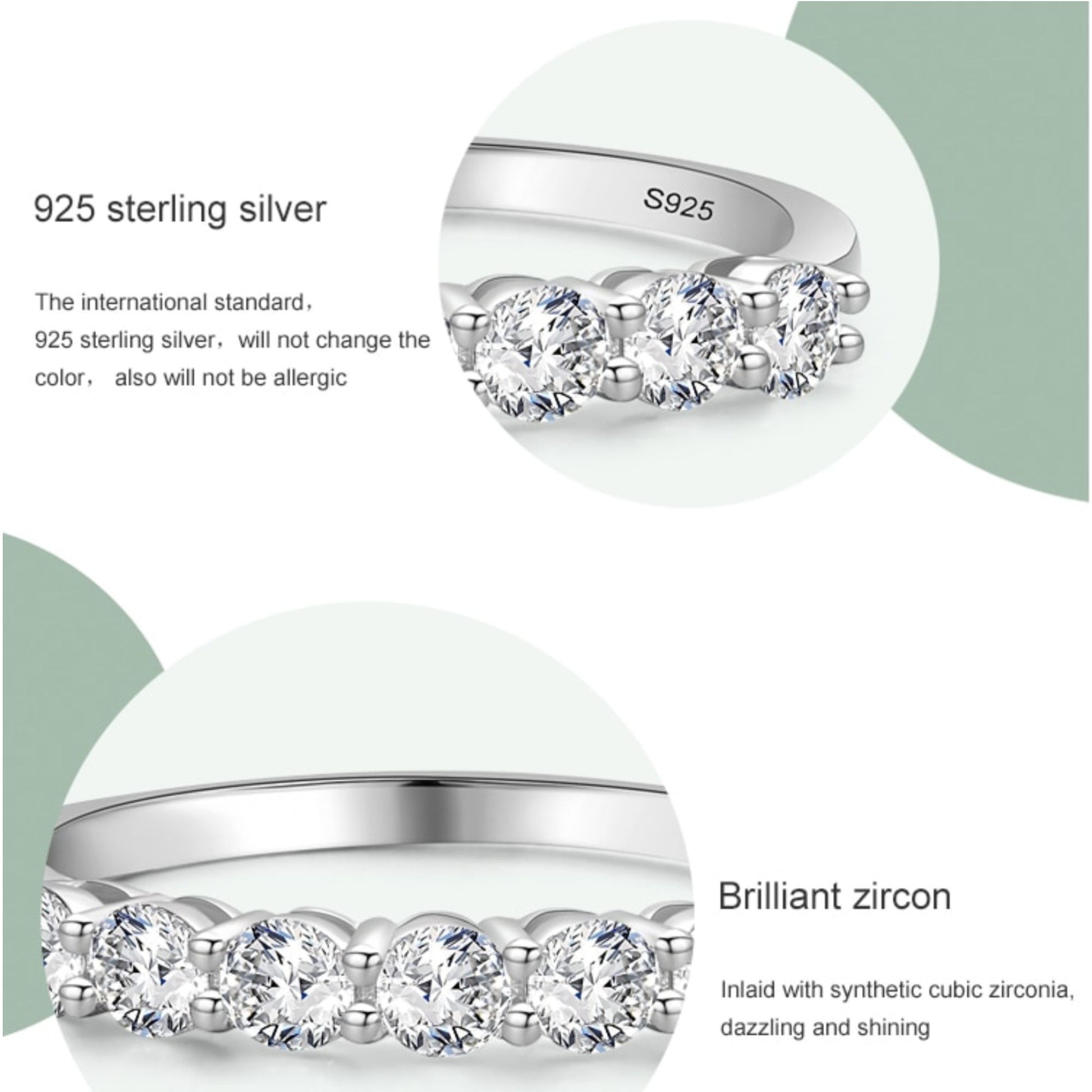 925 Sterling Silver Stackable Round Dazzling Cubic Zirconia Rings for Women - Wedding & Engagement Jewelry Gift