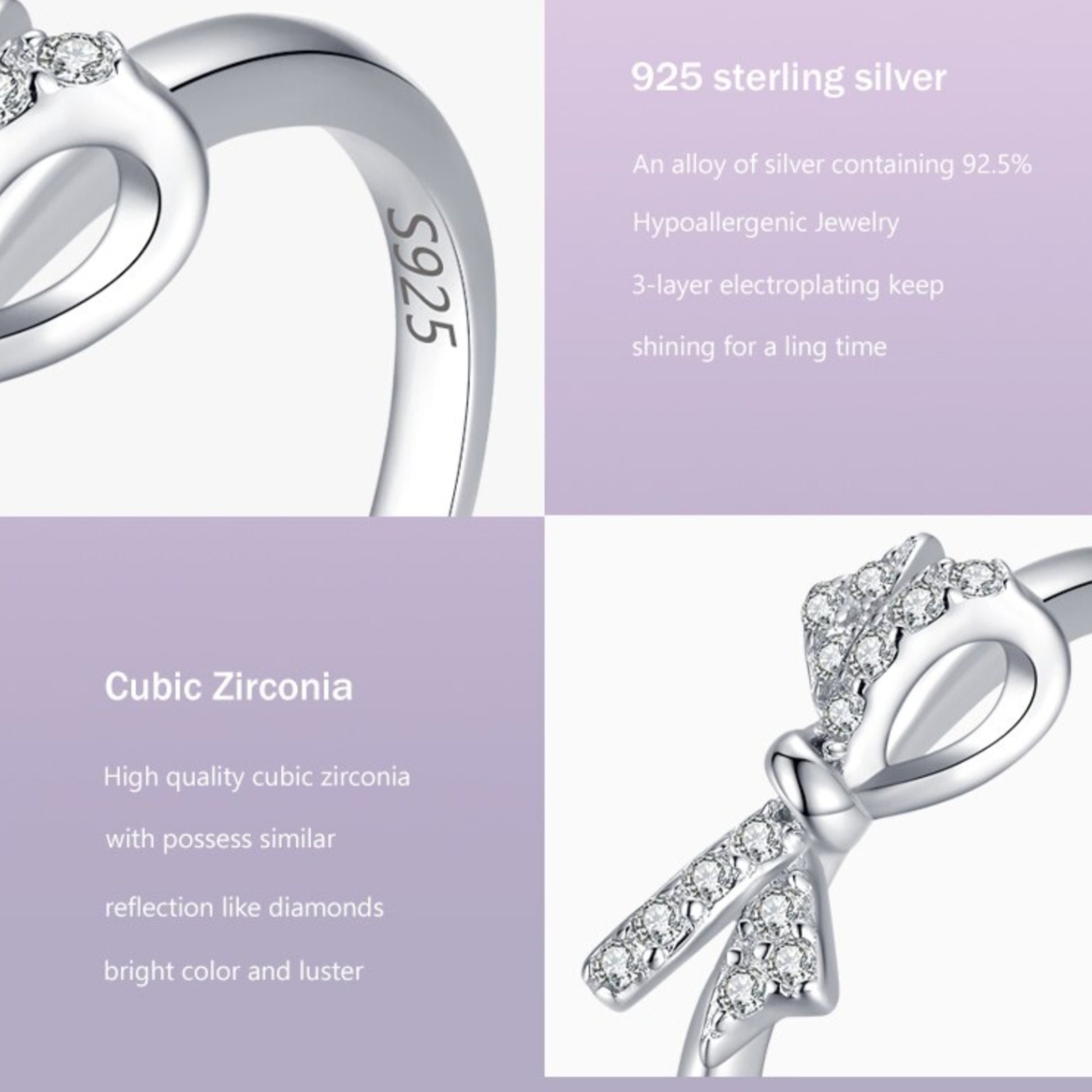 925 Sterling Silver CZ Fine Korean Style Rings For Women Romantic Wedding Jewelry