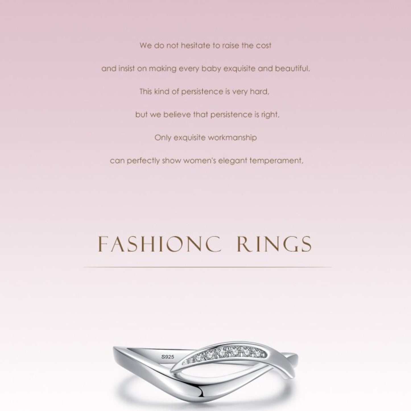 925 Sterling Silver Fashion Asymmetry Line Zircon Finger Ring For Women - Simplicity Wedding Statement Jewelry
