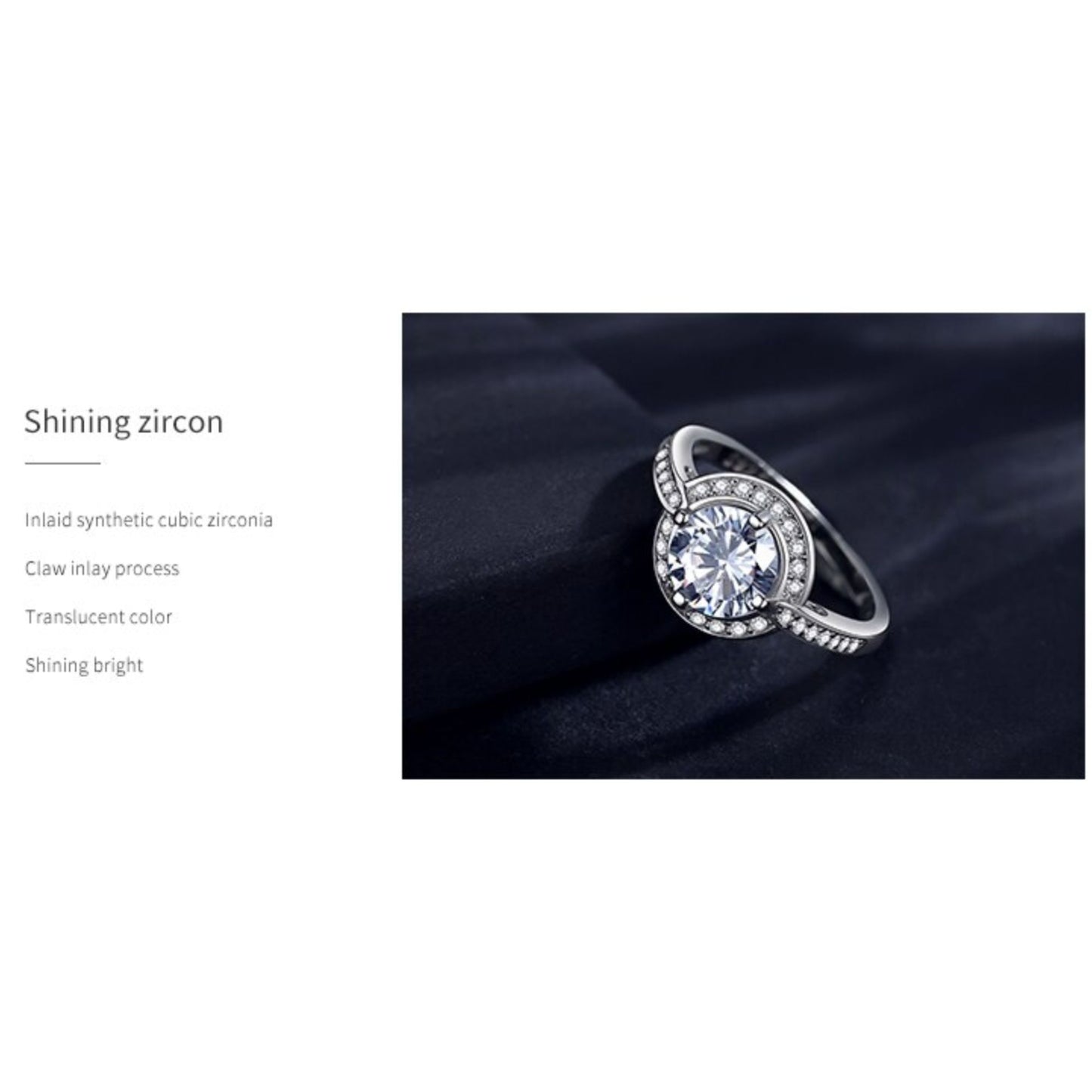 925 Sterling Silver Rings with Round Luxury Zircon For Women - Classic Wedding Jewelry