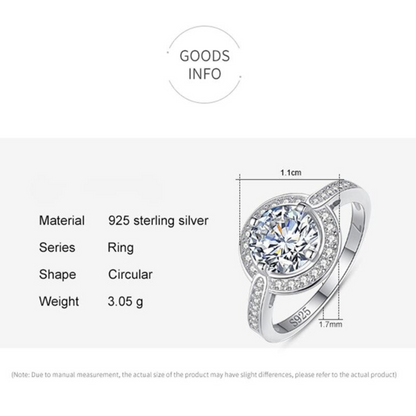 925 Sterling Silver Rings with Round Luxury Zircon For Women - Classic Wedding Jewelry