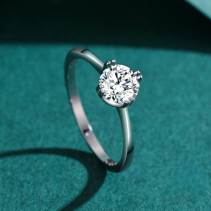 925 Sterling Silver Simple Clear Zircon Finger Ring For Women - Wedding Fine Silver Jewelry