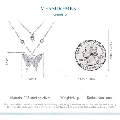 Elegant S925 Sterling Silver Necklace with Zircon Diamond - Butterfly Pendant