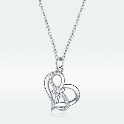 Heart Shape S925 Sterling Silver Necklace with Zirconia Diamond - Elegant Gift