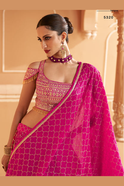 Pink Lehenga Choli For Indian Festivals & Pakistani Weddings - Embroidery Work
