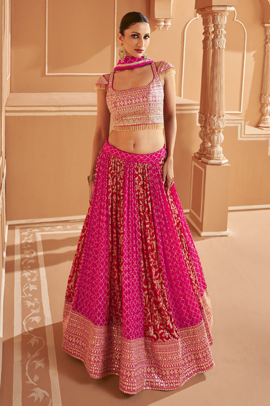 Pink Lehenga Choli For Indian Festivals & Pakistani Weddings - Embroidery Work