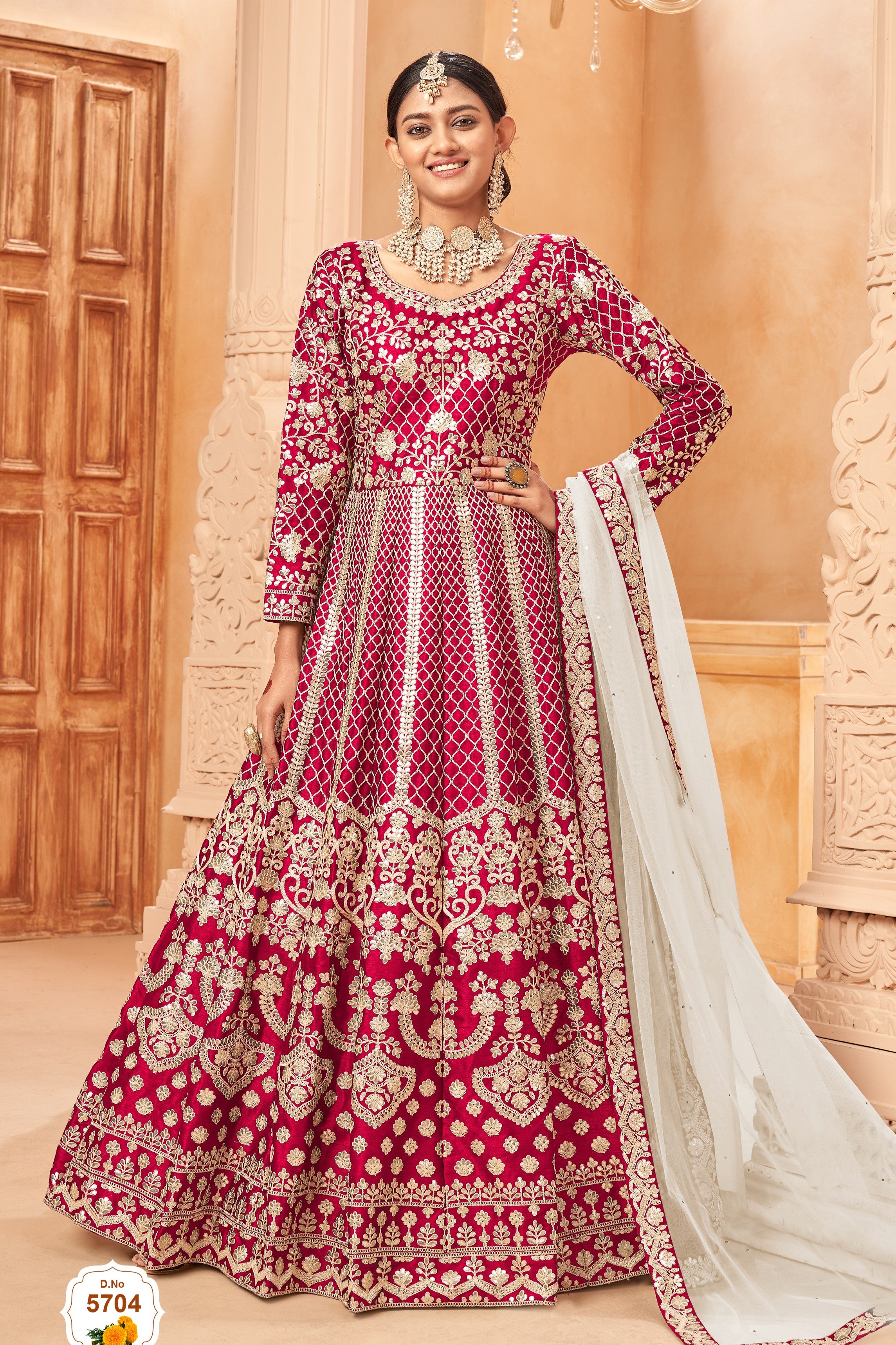 Shop Pakistani Dresses Traditional Dark Pink Anarkali – HATKE BRIDE