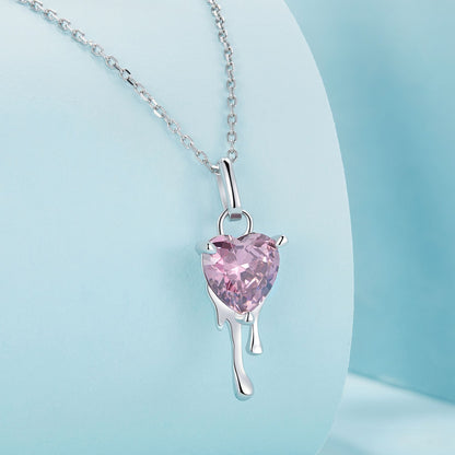 Heart Shape S925 Sterling Silver Necklace with Zirconia Diamond - Gifts for Girlfriend, Anniversary, Engagement, Party, Wedding