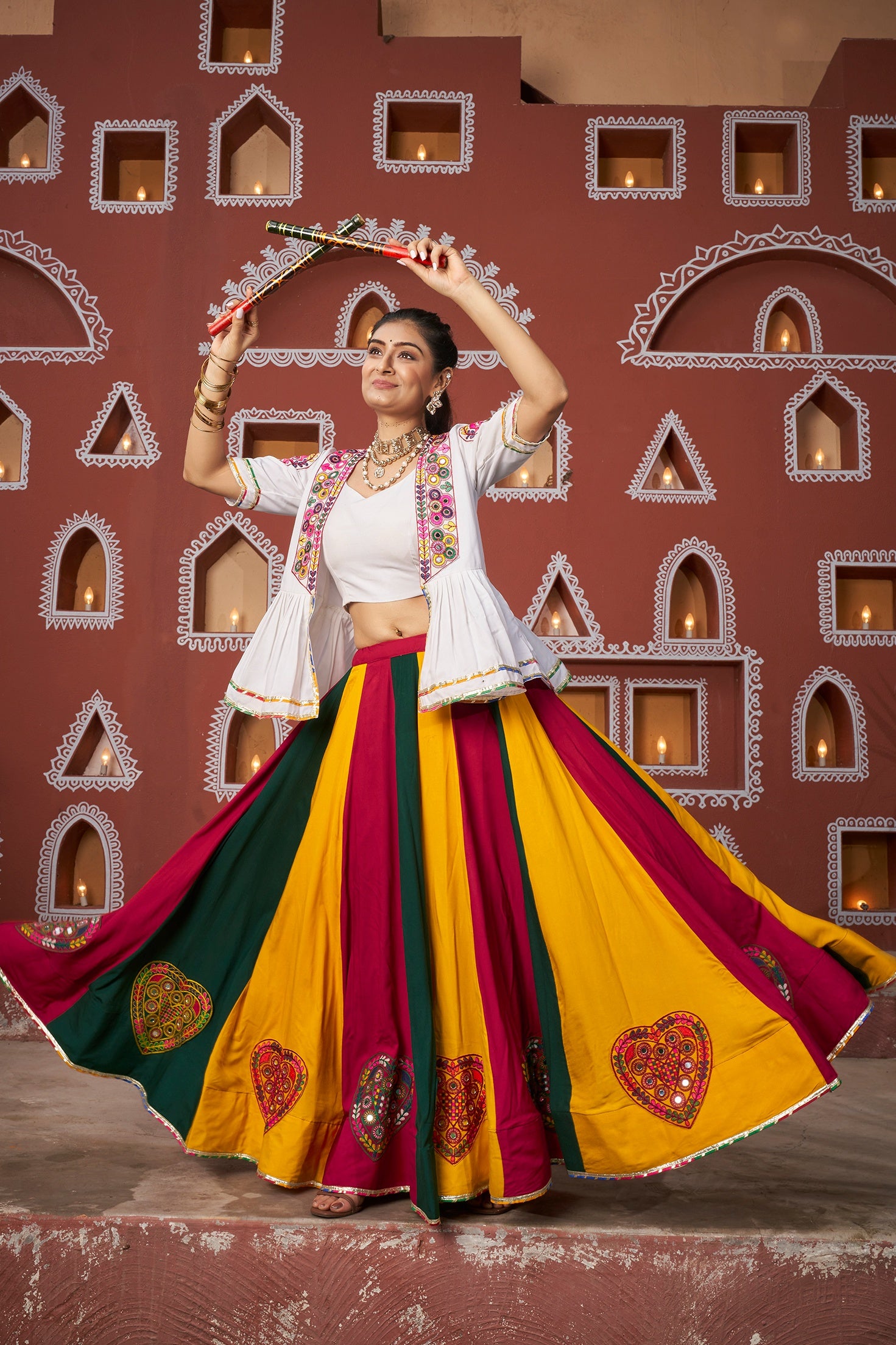 Shop Multicolor Meter Flair Rayon Chaniya Choli For Navratri