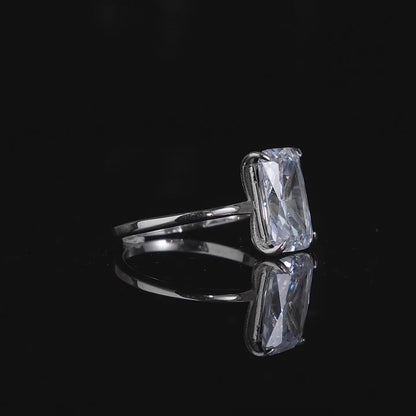 925 Sterling Silver Sparkling Finger Rings - 3CT Luxury Rectangle Zircon CZ Ring - Fine Female Fashion Jewelry
