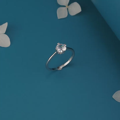 925 Sterling Silver Simple Clear Zircon Finger Ring For Women - Wedding Fine Silver Jewelry