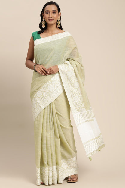 Gray Linen Sarees with Blouse for Weddings | Indian Sari for Festival - Woven