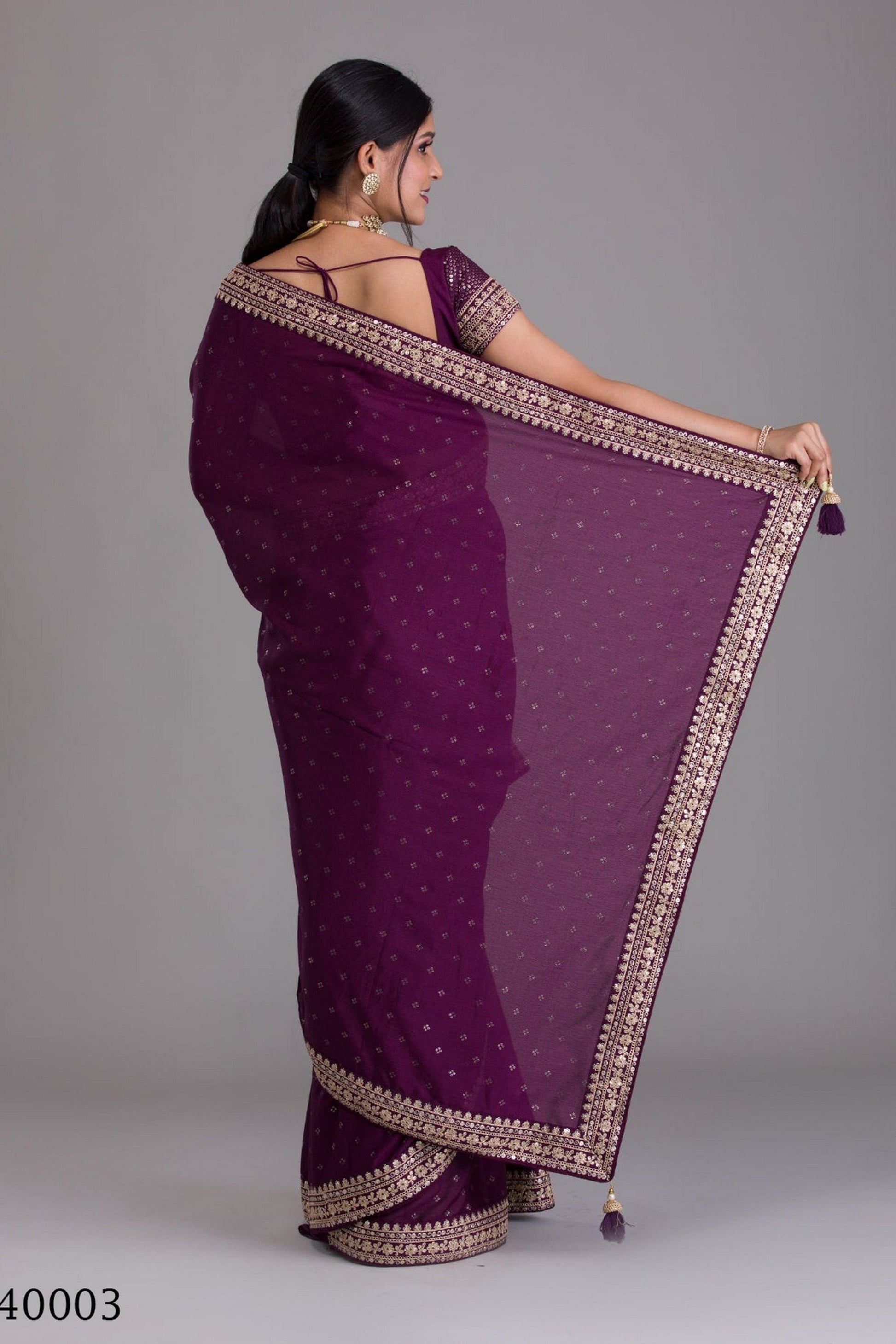 Maroon Indian Art Silk Saree For Indian Festivals & Weddings - Sequence Embroidery Work, Dori Work