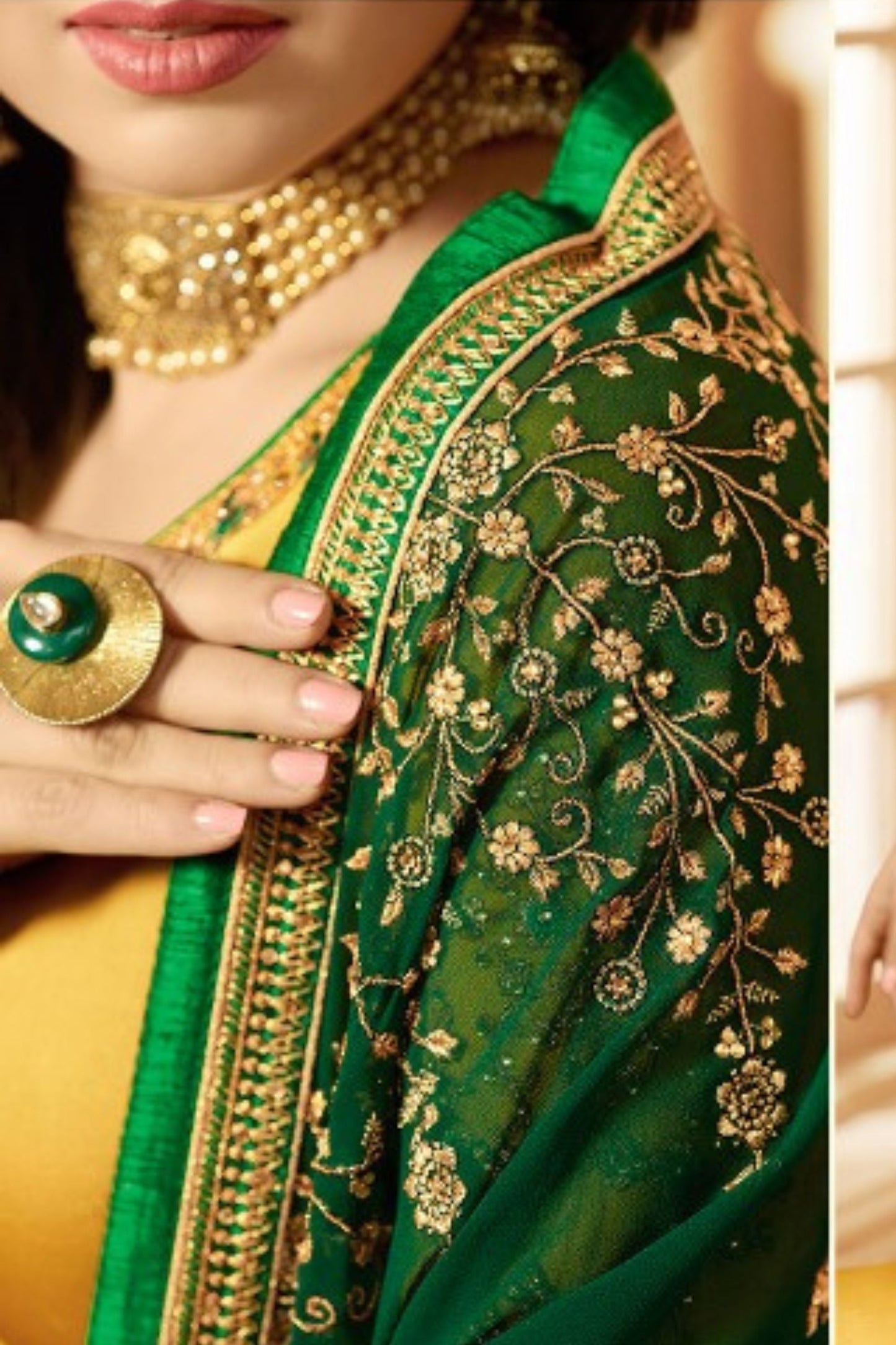 Yellow Pakistani Georgette Salwar Kameez For Wedding & Festival - Embroidery Work