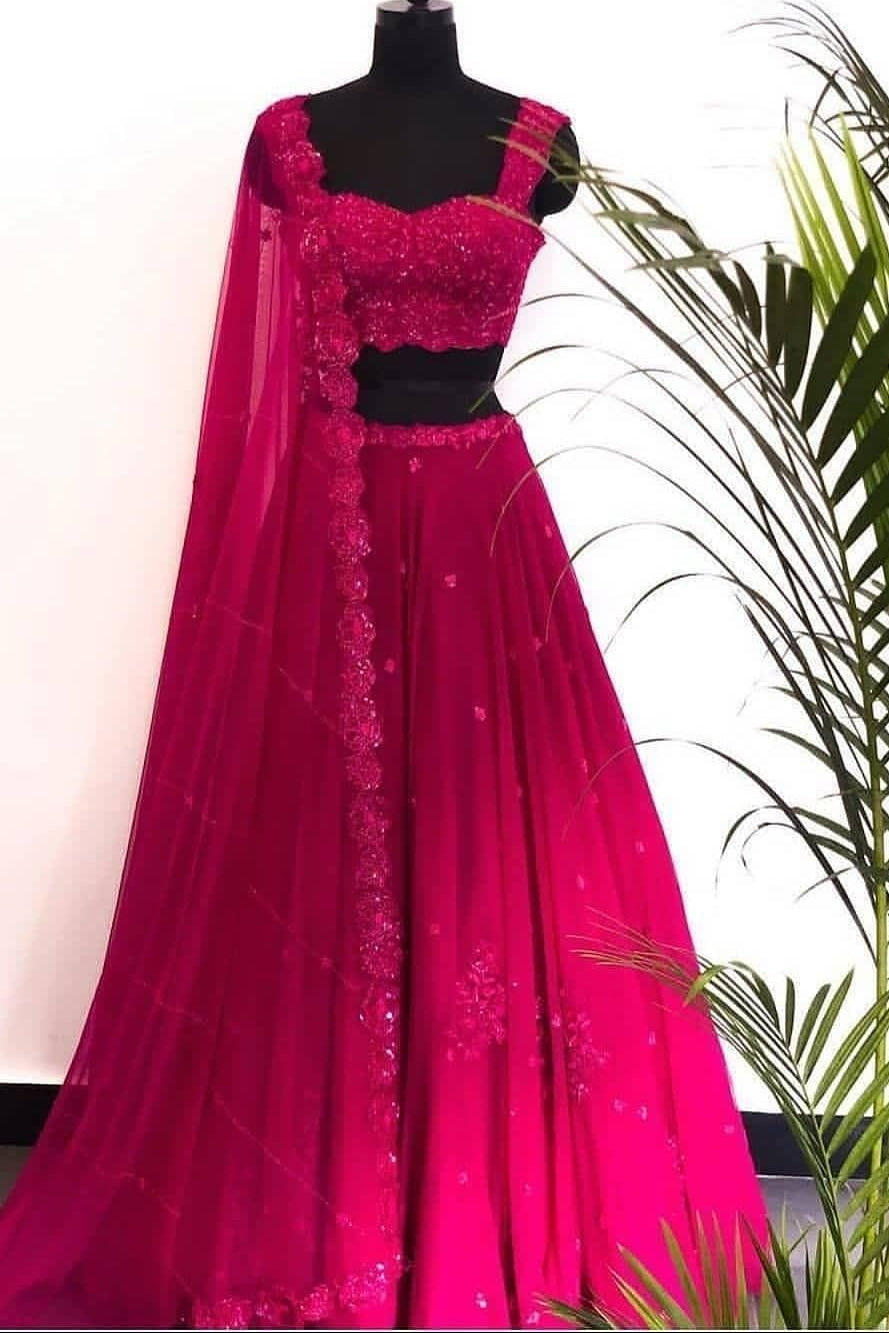 Pink Georgette Lehenga Choli For Indian & Pakistani Wedding Festival - Sequins Embroidery Work, Dori Work, Zari Work