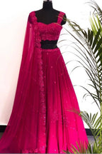 Pink Georgette Lehenga Choli For Indian & Pakistani Wedding Festival - Sequins Embroidery Work, Dori Work, Zari Work