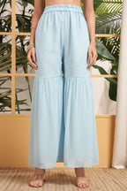 Light Blue Georgette Palazzo Suit For Indian & Pakistani Wedding Festival - Embroidery Work