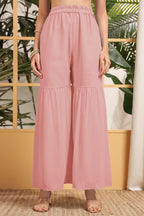 Peach Georgette Palazzo Suit For Indian & Pakistani Wedding Festival - Embroidery Work