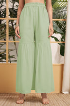 Light Green Georgette Palazzo Suit For Indian & Pakistani Wedding Festival - Embroidery Work