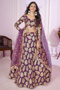 Purple Georgette Lehenga Choli For Indian & Pakistani Wedding Festival - Sequins & Thread Embroidery Work, Zari Work