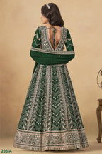 Green Georgette Anarkali Suit For Indian & Pakistani Wedding Festival - Thread & Sequins Embroidery Work