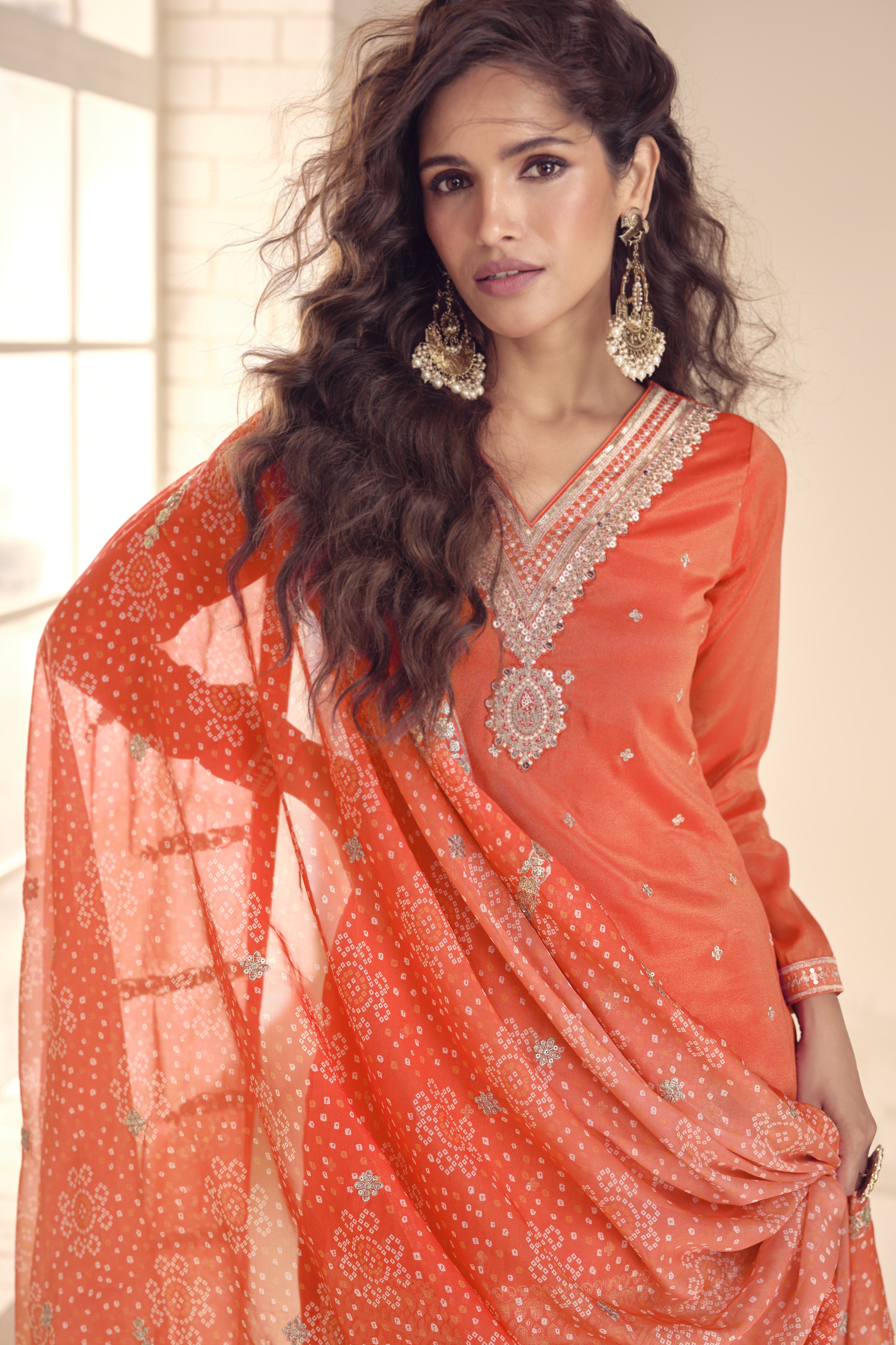 Pink Simar Silk Plazo Suit For Indian Festivals & Weddings - Embroidery Work, Print Work