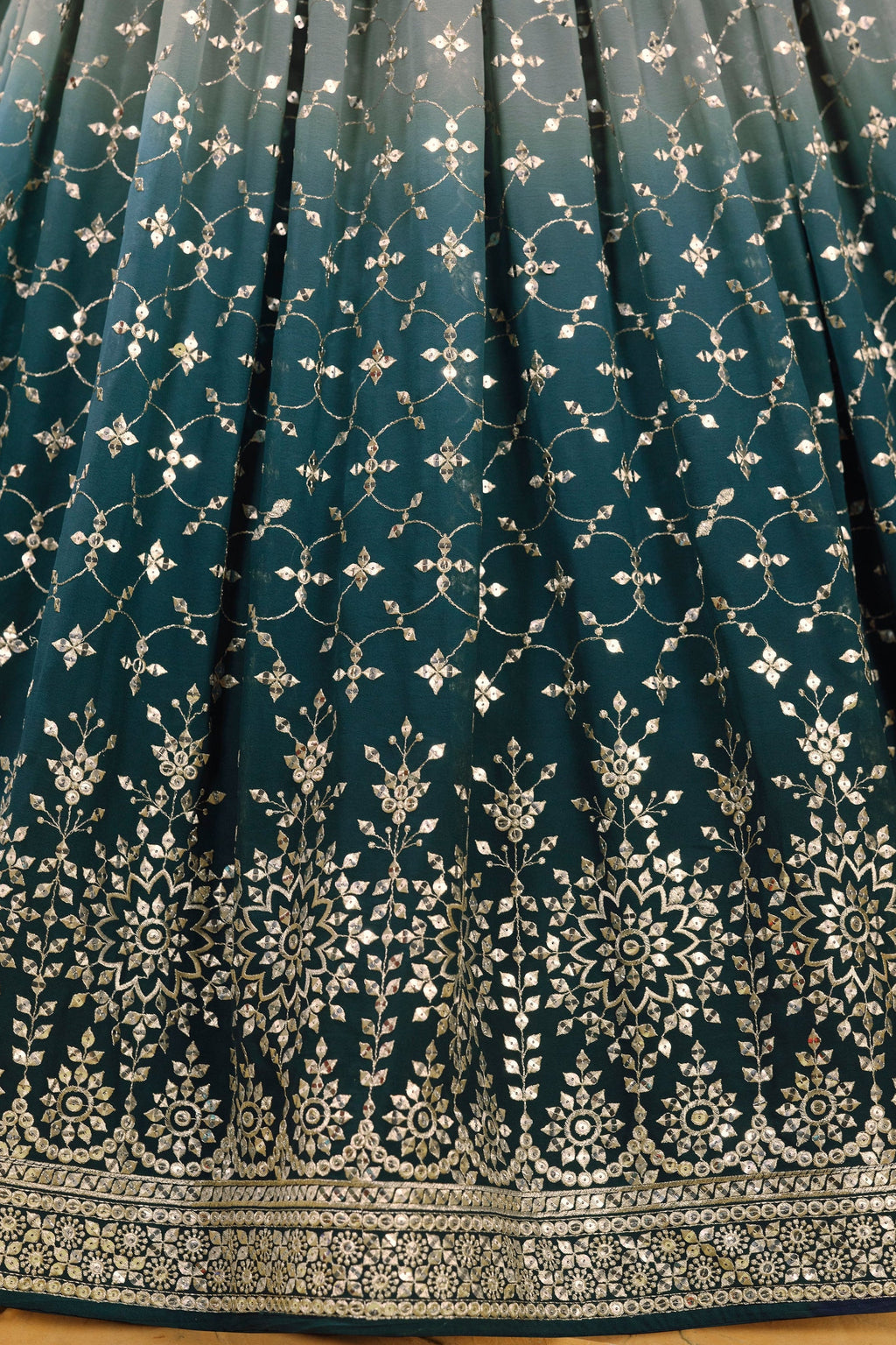 Dove Blue Georgette Dual Tone Lehenga Choli For Indian & Pakistani Wedding Festival - Sequins Embroidery Work, Zari Work