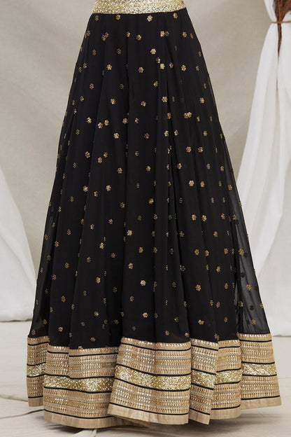 Black Georgette Lehenga Choli For Indian Festivals & Pakistani Weddings - Sequence Embroidery Work