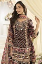 Black Pakistani Traditional Outfit Plazo Suit with Aari, Gota Patti & Print Work