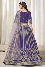 Purple Art Silk Lehenga Choli For Indian & Pakistani Wedding Festival - Thread & Sequence Embroidery Work