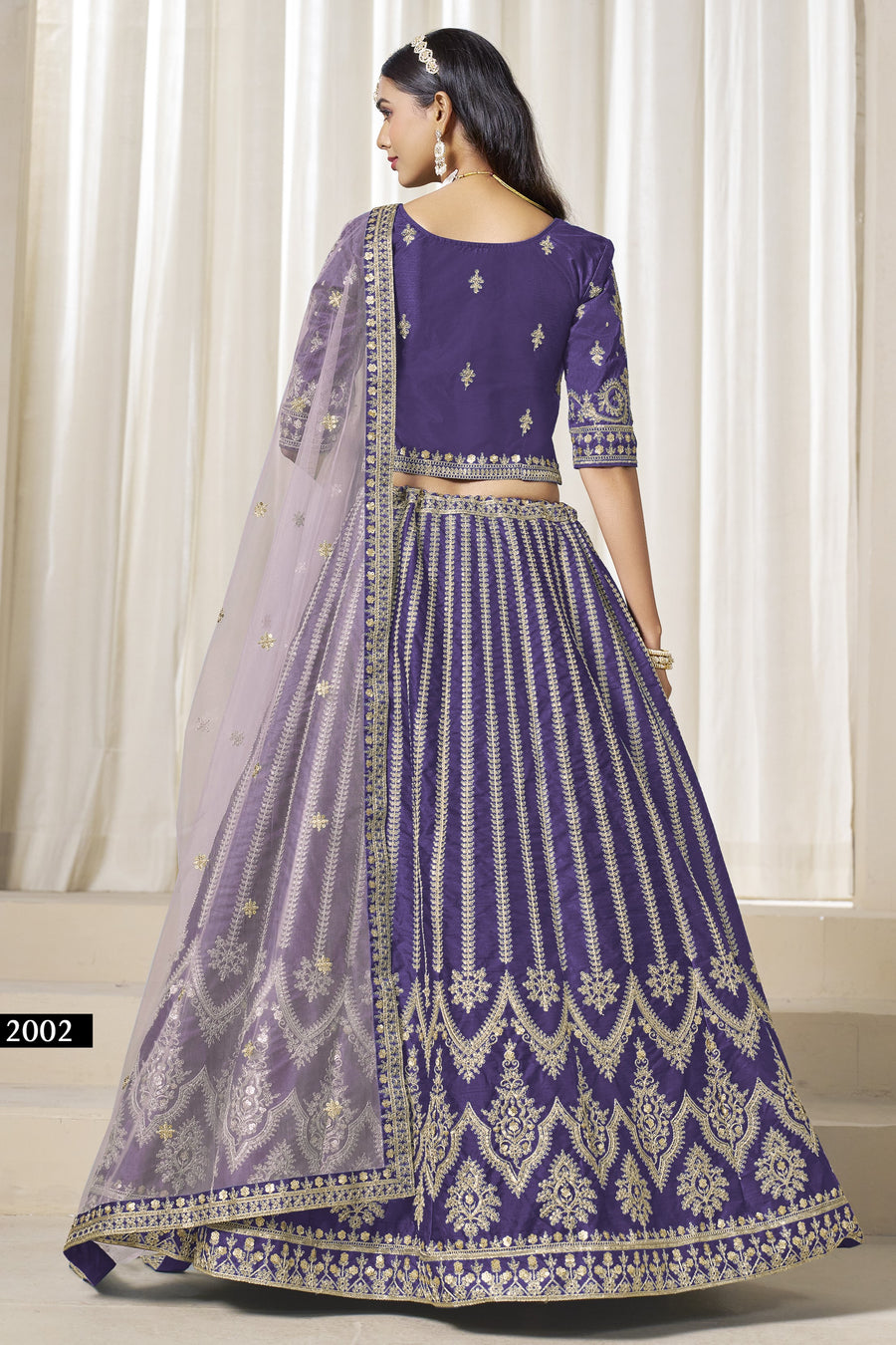 Purple Art Silk Lehenga Choli For Indian & Pakistani Wedding Festival - Thread & Sequence Embroidery Work