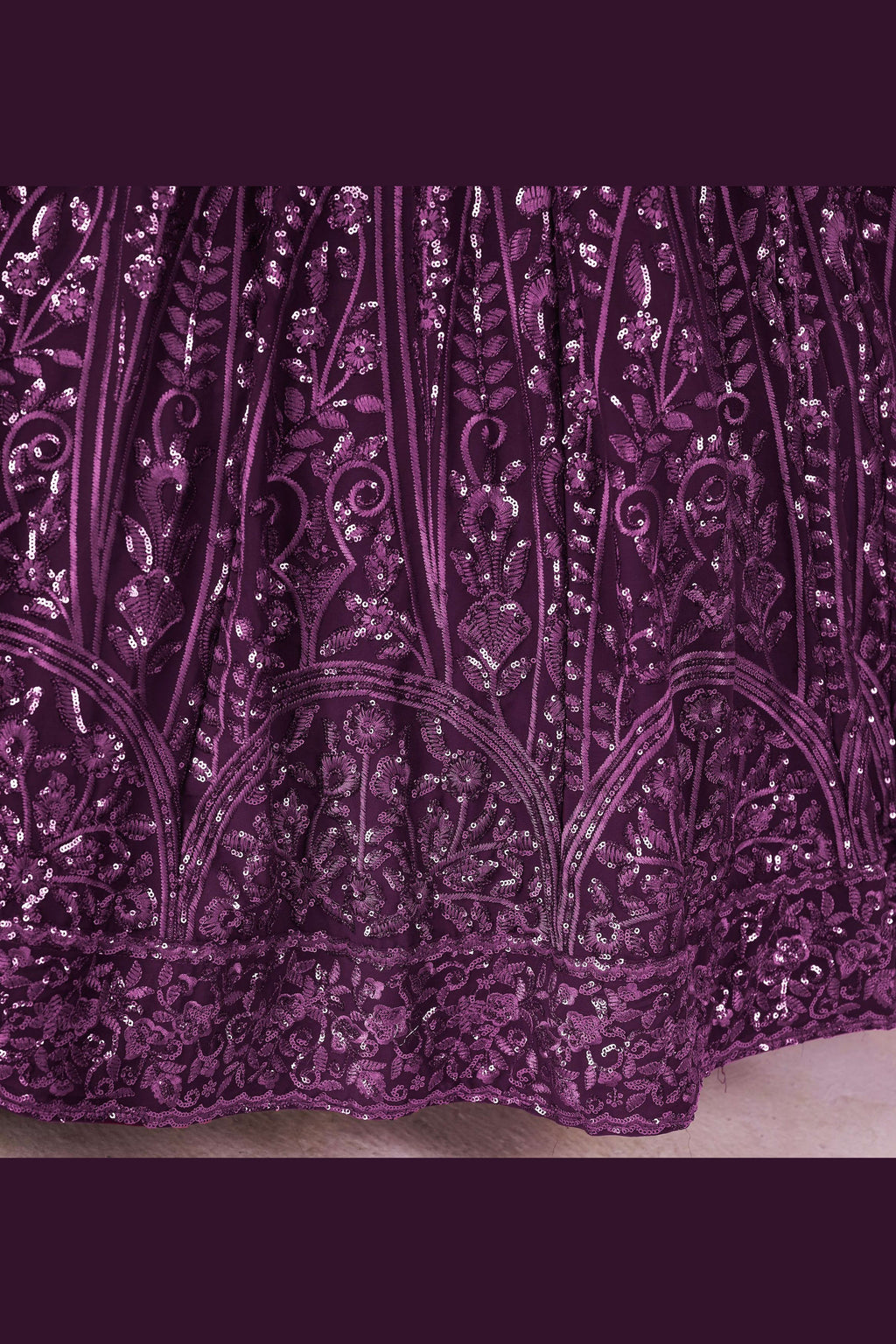 Purple Georgette Lehenga Choli For Indian & Pakistani Wedding Festival - Sequins & Thread Embroidery Work