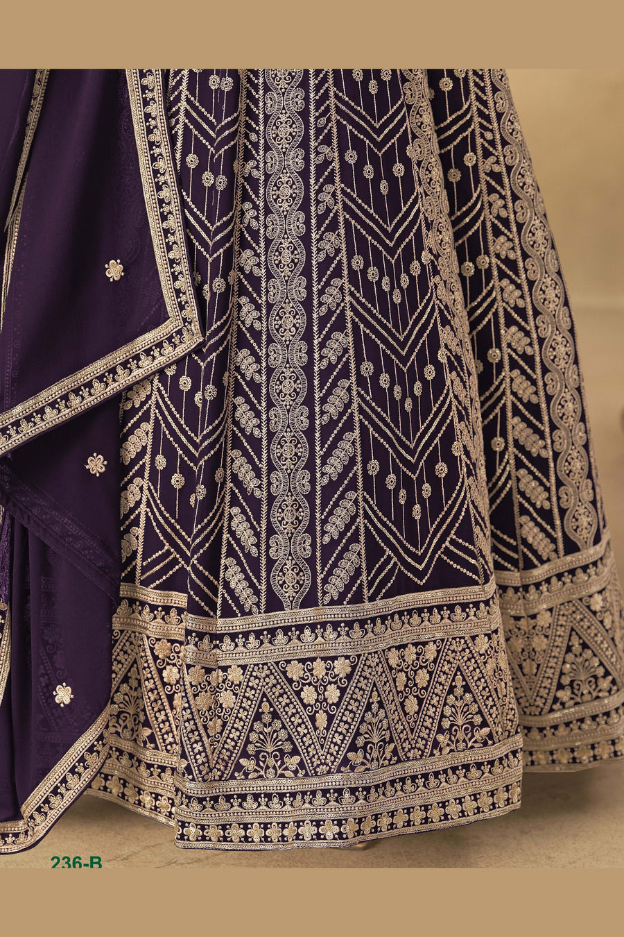 Wine Georgette Anarkali Suit For Indian & Pakistani Wedding Festival - Thread & Sequins Embroidery Work