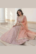 Durty Pink Art Silk Lehenga Choli For Indian & Pakistani Wedding Festival - Sequins & Thread Embroidery Work, Zari Work, Real Mirror Work