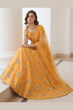 Yellow Art Silk Lehenga Choli For Indian & Pakistani Wedding Festival - Sequins & Thread Embroidery Work, Zari Work, Real Mirror Work