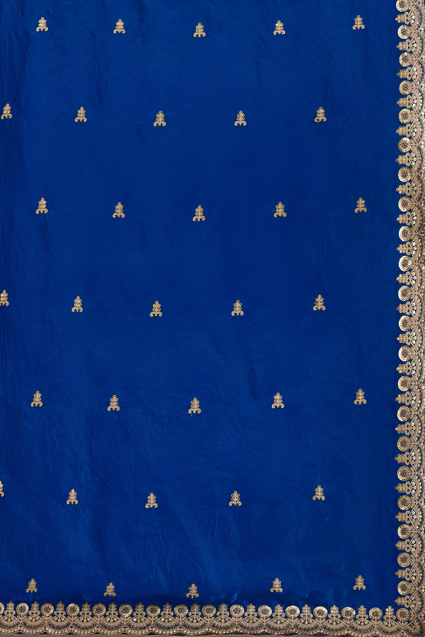 Royal Blue Tissue Saree with Stitched Blouse featuring Sequin, Zari and Pearl Work