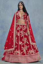 Red Art Silk Embroidered Lehenga Choli for Party