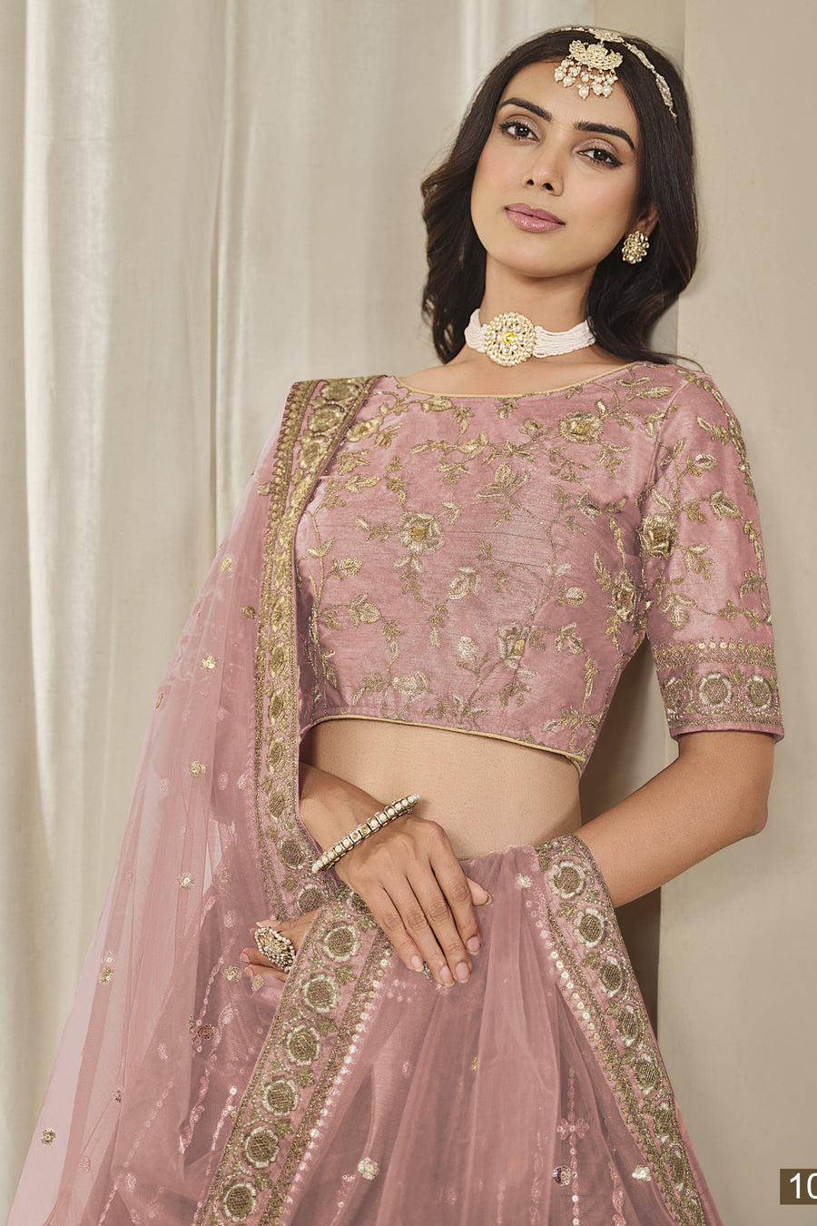 Light Pink Art Silk Lehenga Choli For Indian & Pakistani Wedding Festival - Thread & Sequins Embroidery Work