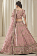Light Pink Art Silk Lehenga Choli For Indian & Pakistani Wedding Festival - Thread & Sequins Embroidery Work