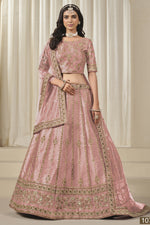 Light Pink Art Silk Lehenga Choli For Indian & Pakistani Wedding Festival - Thread & Sequins Embroidery Work