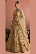 Gold Net Lehenga Choli For Indian & Pakistani Wedding Festival - Embroidery Work
